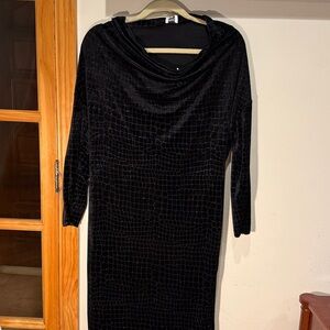 Armani Collezioni Black Croc-Pattern Dress